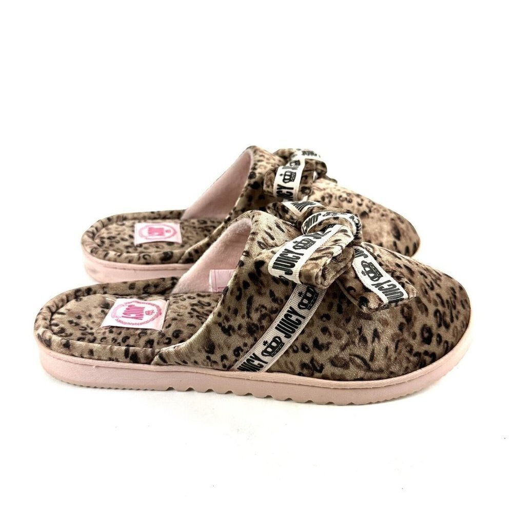 Juicy Couture Jasmine Leopard Slipper 11 Slip On Cushioned Bow Womens Y2K - Picture 3 of 9